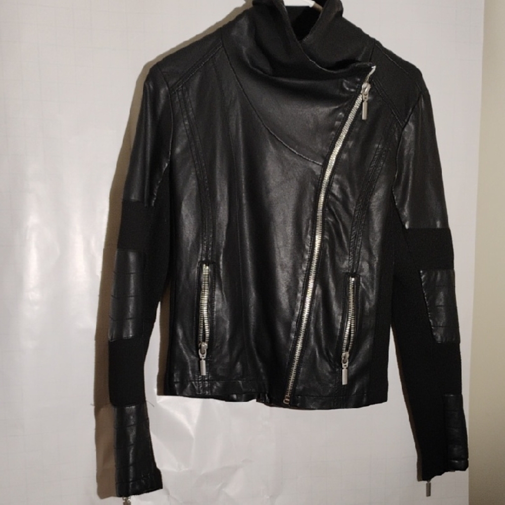 Blue Rain Black Moto Jacket with Silver Accents Size medium